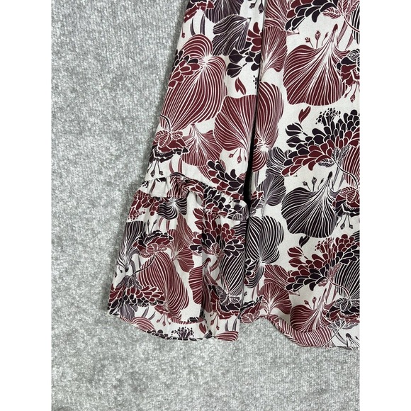 Violet + Claire Floral Long Ruffle Bell Sleeve Tunic Top Womens Size XL Gray Red - Picture 5 of 8